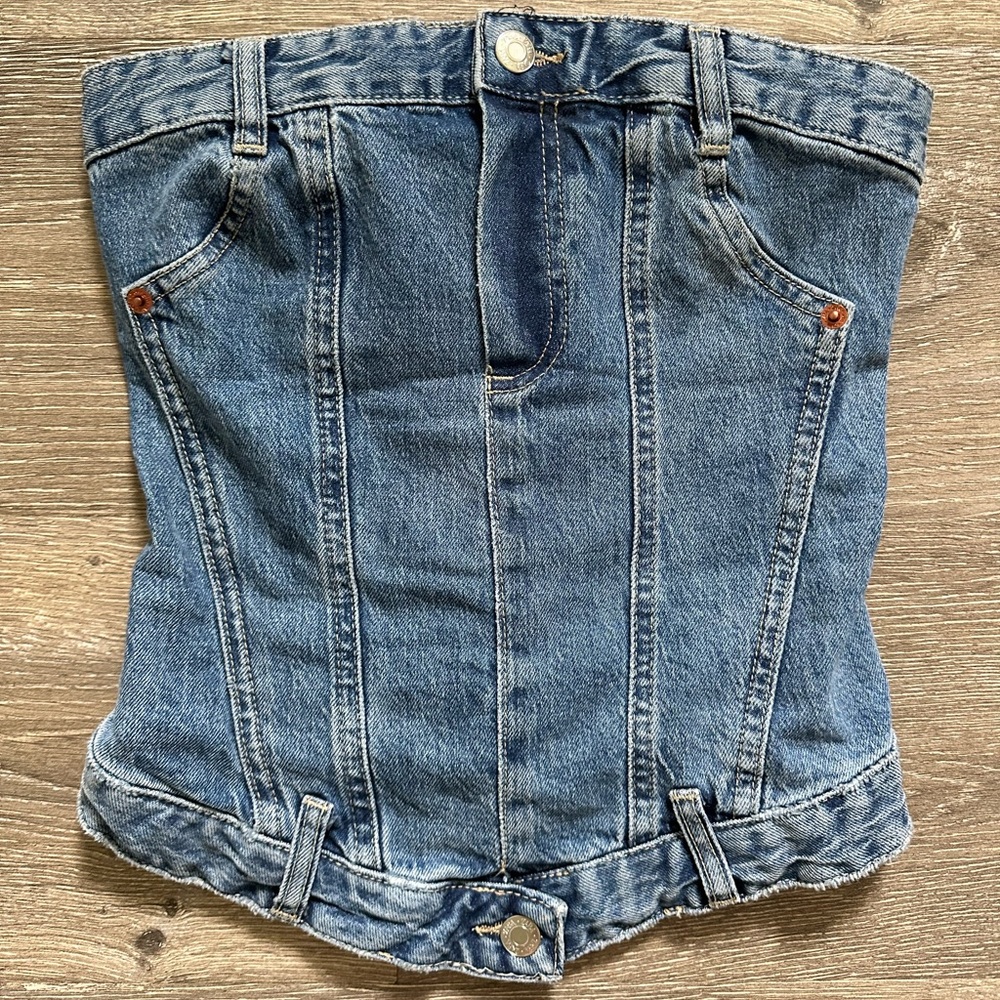 ZARA Denim Corset Style Top